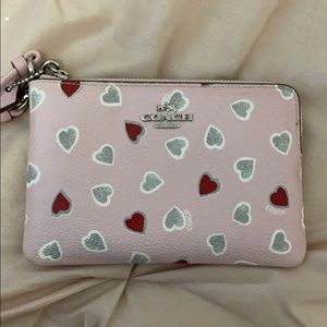 coach pink with hearts wallet